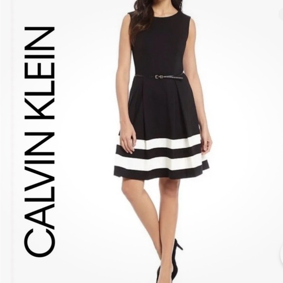 Calvin Klein Black/White Flounce Dress size 2 - Picture 1 of 9